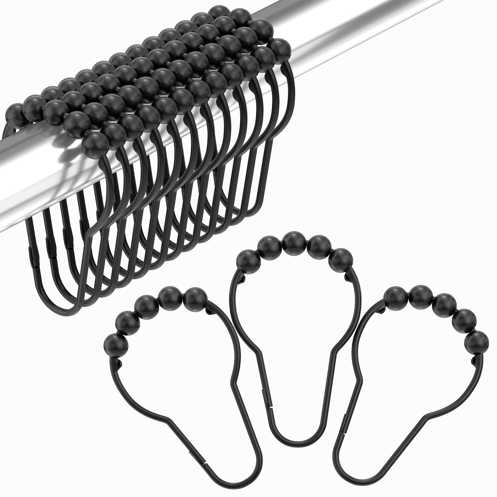 HASTHIP® Black Shower Curtain Hooks, Amazer Shower Curtain Hooks, Hook for Curtains HASTHIP® Black Shower Curtain Hooks, Amazer Shower Curtain Hooks, Hook for Curtains